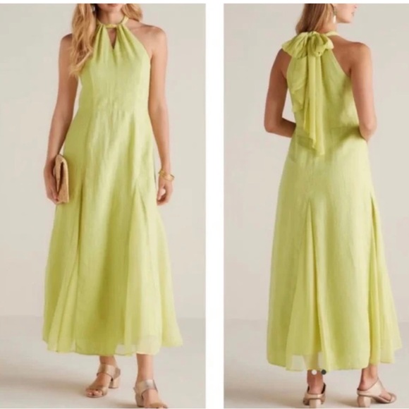 LinenHalter maxi dress with chiffon ties - Picture 3 of 5